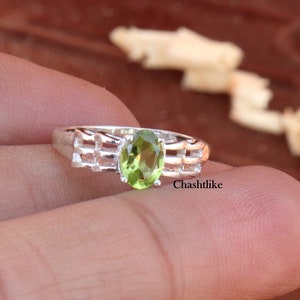 Peridot Stacking Ring: Handmade .925 Silver August Birthstone Jewelry