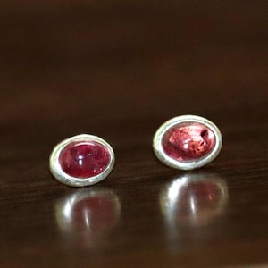 Tourmaline Stud Earrings - Tourmaline Handmade 925 Silver Earrings - Gemstone Stud - Gift to her  - Natural Pink Tourmaline Tops