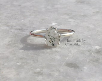 Anillo de diamante Herkimer natural - Anillo de plata 925 - Anillo de diamante, piedra natal - Anillo de boda - Regalo de joyería artesanal para ella - Joyería Herkimer