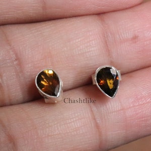 Handmade Petrol Tourmaline 925 Silver Stud Earrings