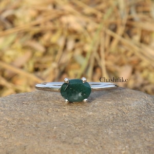 Moss agate Ring - Gold moss agate Ring - Handmade Moos agate Oval Cut Ring - Faceted Stone Ring - wedding Ring - Moss agate Jewelry