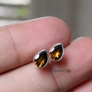 Handmade Petrol Tourmaline 925 Silver Stud Earrings