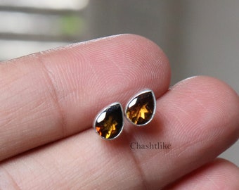 Natural Tourmaline Stud Earrings -925 Silver Stud Earrings - Handmade Stud - Birthstone Tourmaline Jewelry - Gift for her - Tourmaline Stud