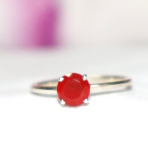 Carnelian Ring - Orange Carnelian Ring - 925 Silver  Carnelian Ring - Handmade Silver Ring - Carnelian Gemstone Prong Ring -Gift To her Ring