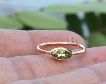 Natural Green Peridot Ring - 925 Silver Ring - Peridot Gemstone Ring - Handmade Ring - August Birthstone Peridot Jewelry Gift to her Ring