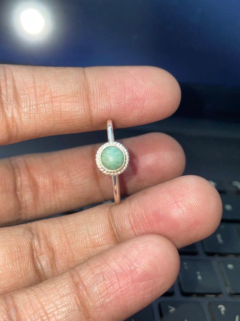 Amazonite Ring: Solid 925 Silver Ring - Handmade Bezel Ring - Daily Use Ring - Gemstone Cabochon Ring - Gift For her - Amazonite Jewelry image 10