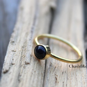 Natural Black Onyx Ring ,Handmade 925 Silver Ring , Onyx Round Cab Ring , Gold Ring Simple Wedding Ring, Anniversary Gift, Ring for women
