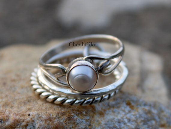 White Pearl Ring, Natural Pearl Ring, Pearl Ring, Large Pearl Ring, Vi –  Adina Stone Jewelry