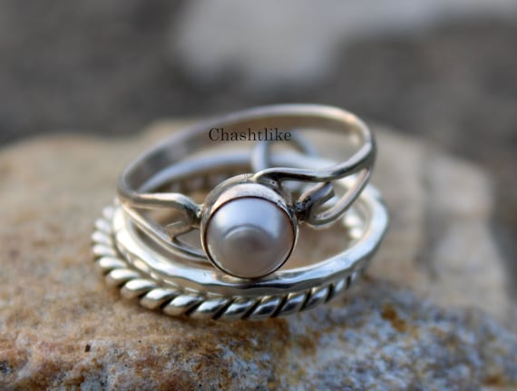 Buy Natural Pearl Stone Ring Gemstone Pearl Birthstone Pearl Ring