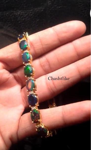 ブラックファイアオパール ブレスレット ブラックオパールブレスレット