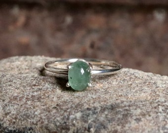 Bague en argent sterling 925 avec quartz vert fraise - Bague artisanale, Bijoux en argent faits à la main - Bague à griffes simple, fait main, cadeau pour elle