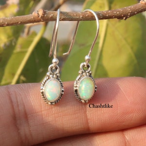 Handmade Ethiopian Opal Dangle Earrings: 925 Sterling Silver