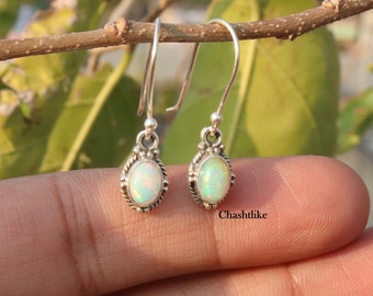 Natural Ethiopian opal earrings - Opal Dangle Earrings - 925 Silver Earrings -Handmade  Drop Earrings - wedding jewelry Opal  gift for her