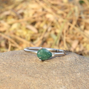 Moss agate Ring - Gold moss agate Ring - Handmade Moos agate Pear Cut Ring - Faceted Stone Ring - wedding Ring - Moss agate Jewelry