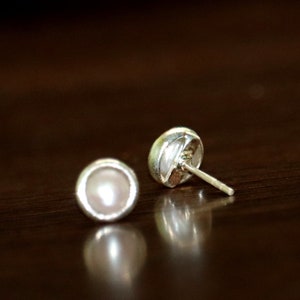 Pearl Stud Earrings - Pearl Handmade 925 Silver Earrings - Gemstone Stud - Gift to her  - Natural White Pearl  Tops - Pearl Jewelry