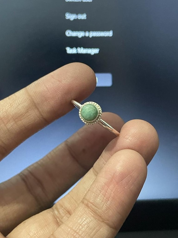 Amazonite Ring: Solid 925 Silver Ring - Handmade Bezel Ring - Daily Use Ring - Gemstone Cabochon Ring - Gift For her - Amazonite Jewelry