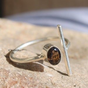 Natural Smoky Quartz Ring - Smoky Quartz faceted stone Ring -925 Silver Ring -Smoky quartz Jewelry - Handmade Silver Ring -gift to her