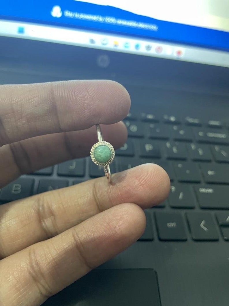 Amazonite Ring: Solid 925 Silver Ring - Handmade Bezel Ring - Daily Use Ring - Gemstone Cabochon Ring - Gift For her - Amazonite Jewelry image 7