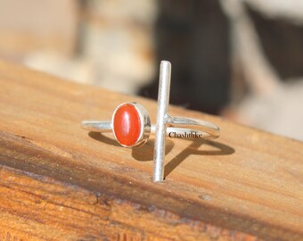 Natural Carnelian Ring - Carnelian Ring - 925 Silver Carnelian Ring - Gemstone Ring - Handmade Stone Sterling Silver Ring - gift Ring