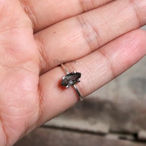 Handmade Black Rutile Quartz Ring: Marquise 925 Sterling Silver