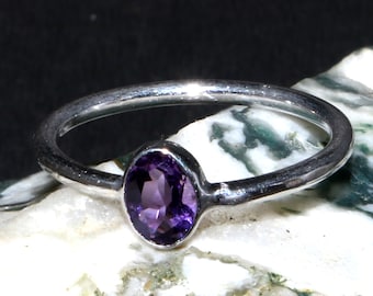 Purple Amethyst Ring: Oval Cut 925 Sterling Silver, February Birthstone Ring