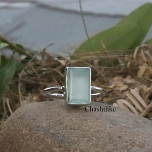 Aqua chalcedony Ring - 925 Silver Ring - wedding simple ring -Silver ring - gift for her - chalcedony Jewelry - handmade Ring - Aqua jewelry