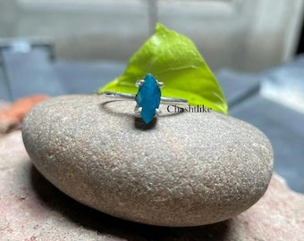 Natural Apatite Ring , 925 Silver Apatite Ring , Marquise Cut Handmade Ring, Gift for her, Gemstone Ring , Silver Apatite Ring, Promise Ring