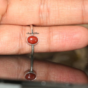Natural Red Jasper Oval Cabochon Ring – Solid 925 Silver Band