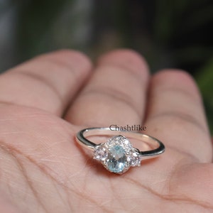 Anello con acquamarina, anello con griffe in argento 925 con acquamarina naturale, anello con pietra portafortuna di marzo, anello di fidanzamento, gioielli fatti a mano, anello regalo per lei