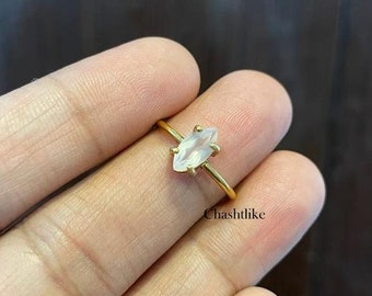Rose Quartz Ring- 925 Silver Ring - Gold Plated Handmade Marquise Ring - Rose quartz Jewelry - Minimalist Quartz Ring - Gift for her