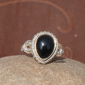 Handmade Black Onyx Ring: 925 Silver Bezel, Natural Gemstone