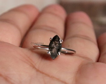 Natural Rutile Quartz Ring -Black Rutile Ring- 925 Silver Ring - Silver Rutile Ring - Handmade Gemstone Silver Ring - Rutile gift her Ring