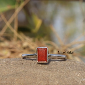 Jasper Ring - Natural Red Jasper Ring - 925 Silver Ring - Handmade Jasper Gemstone Ring - Gift To her- Cabochon Jasper Ring - Jasper Jewelry