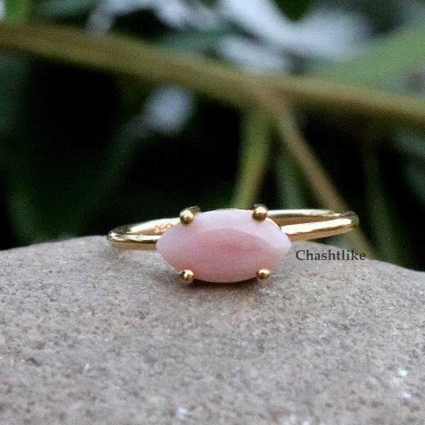 Natürlicher Pink Opal Ring - 925er Silber Prong Ring - Opal Gold Ring - Pink Opal Ring - Multi Feuer Opal Ring - Opal Handgemachter Ring - Opal Schmuck