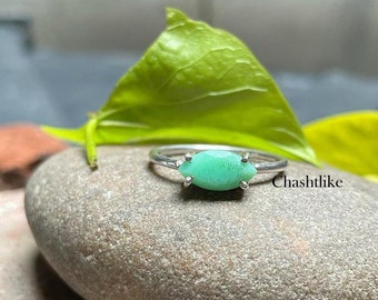 Natural Chrysoprase Ring , 925 Silver Ring, Gemstone Marquise Ring,Chrysoprase Ring , Gift for her ,Chrysoprase Jewelry, Minimalist Ring