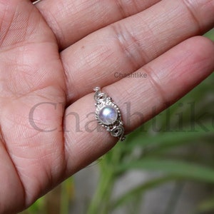 Vintage bague pierre de lune - bague pierre de lune - bague en argent 925 - pierre de naissance - bague inspirée de la nature, bague de promesse, bague cadeau femme pierre de lune