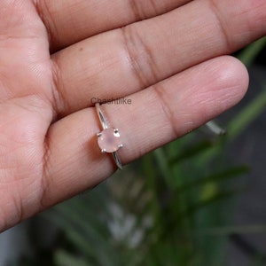 Handmade Rose Quartz 925 Sterling Silver Ring - Round Cut