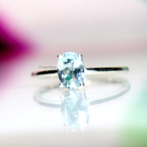 Aquamarine 925 Silver Ring: March Birthstone, Handmade