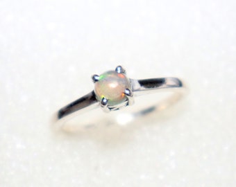 Natural Ethiopian Opal Ring - 925 Silver Ring - October Birthstone Ring - Opal Ring- Opal prong Ring - Handmade Opal Ring - Opal Jewelry