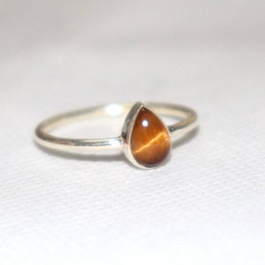 Natural Tiger eye Ring - Yellow Tiger Eye gemstone Ring - 925 Silver Ring - Handmade Ring- solitaire Ring - Tiger Ring - Silver Jewellery