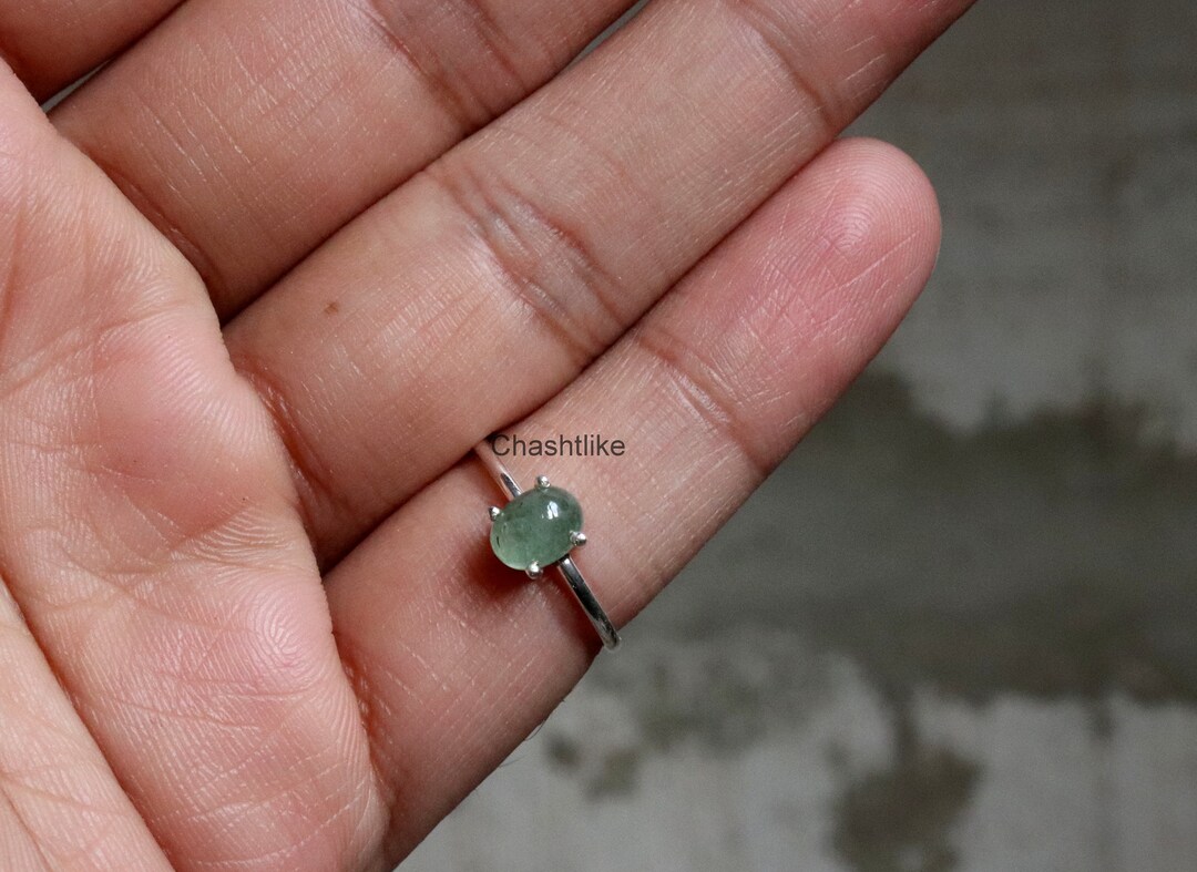 グリーンストロベリークォーツリング：ハンドメイド925スターリング