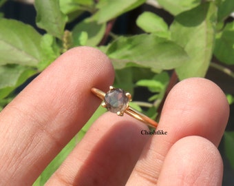 Smoky Quartz - Smoky Quartz Round cut Ring - Smoky Quartz Handmade Ring - Smoky Ring - Smoky Quartz Faceted Ring - Healing stone gift Ring