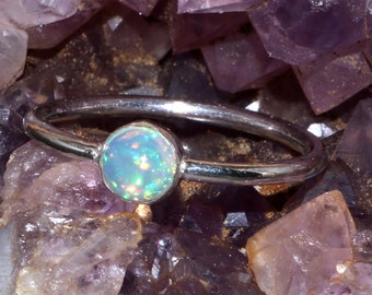 Natural Ethiopian Opal Ring: Handmade 925 Silver, October Birthstone