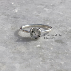 Herkimer Diamond Ring: 925 Sterling Silver Birthstone Ring