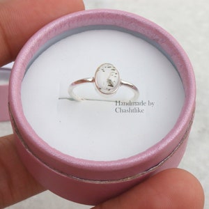 Natural Herkimer Diamond Ring: Oval Sterling Silver Birthstone