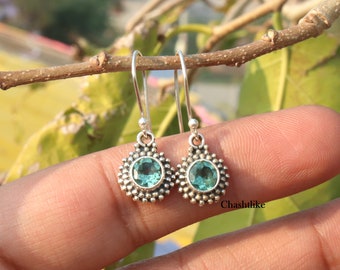 Natural Green amethyst Earrings - 925 Silver Dangle earrings - Handmade Earrings - birthstone Drop Earrings  -amethyst wedding earrings Gift
