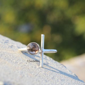 Natural Smoky Quartz Ring - Smoky Quartz faceted stone Ring -925 Silver Ring -Smoky quartz Jewelry - Handmade Silver Ring -gift to her