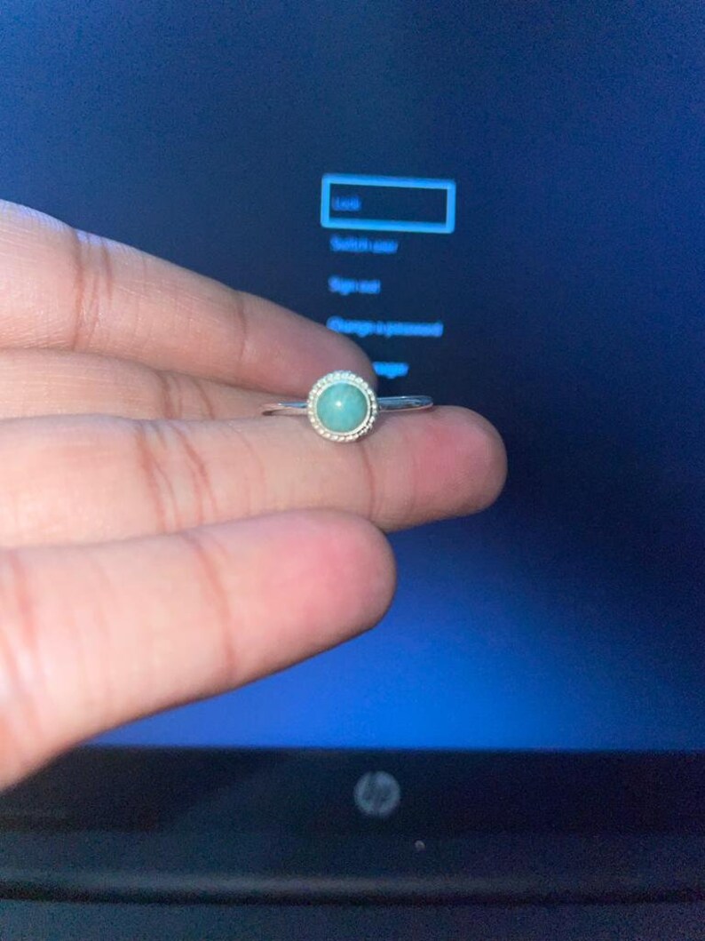 Amazonite Ring: Solid 925 Silver Ring - Handmade Bezel Ring - Daily Use Ring - Gemstone Cabochon Ring - Gift For her - Amazonite Jewelry image 8