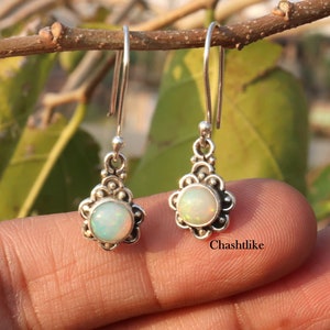 Ethiopian Opal Dangle Earrings: Handmade 925 Sterling Silver