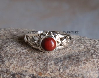 Jasper Ring - Natural Red Jasper Ring - 925 Silver Ring - Handmade Jasper Gemstone Ring - Gift To her- Cabochon Jasper Ring - Jasper Jewelry